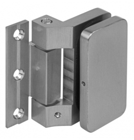 Glass door hinge UNIQUE R8 (vertical for wall) - Brushed stainless steel
