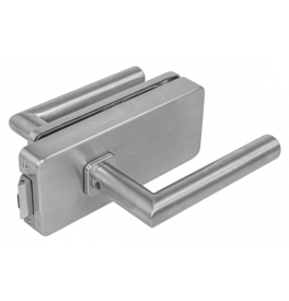Glass door lock UNIQUE R8 + handle FAVORIT - Brushed stainless steel