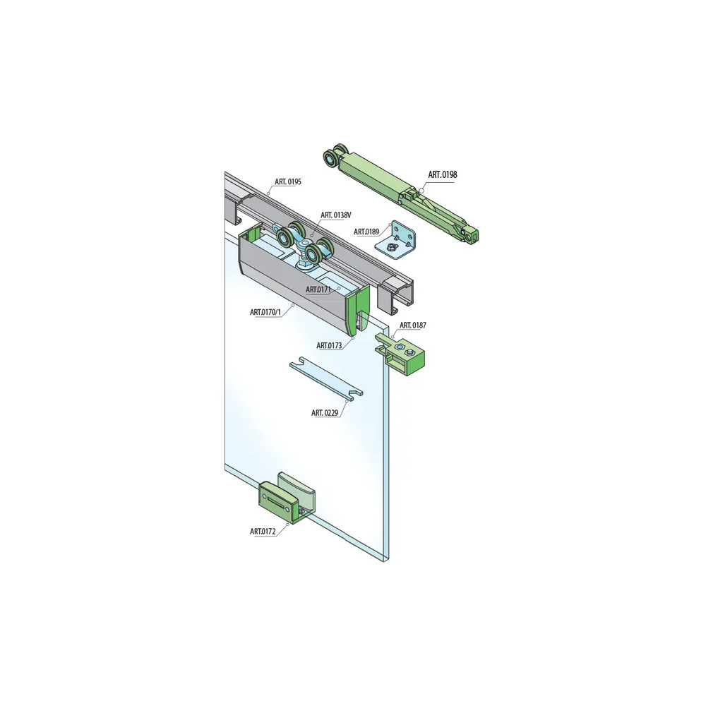 Beschläge für Glasschiebetüren SISCO SISTEM - SILENT GLASS S 100 SP