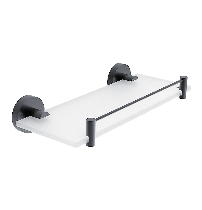 Półka szklana z uchwytem i płotem NIMCO UNIX BLACK 300 mm Półka szklana z uchwytem i płotem NIMCO UNIX BLACK 300 mm