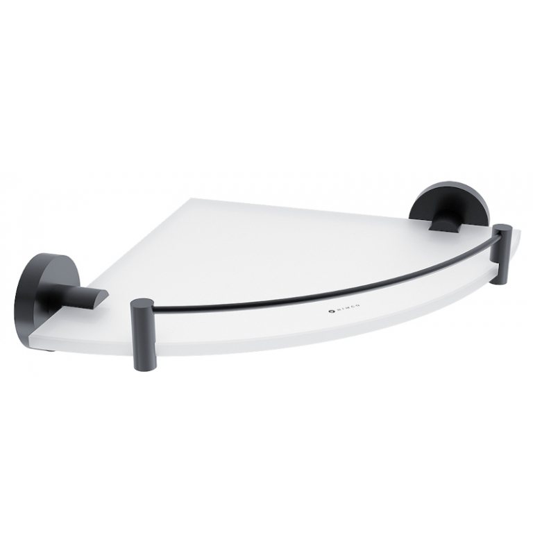 Glass corner shelf with brackets and fence NIMCO UNIX BLACK Glass corner shelf with brackets and fence NIMCO UNIX BLACK
