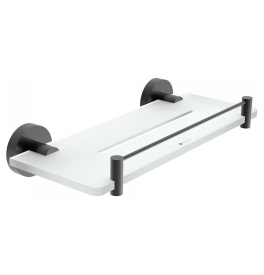 Półka szklana z uchwytem i płotem NIMCO UNIX BLACK IXI 300 mm