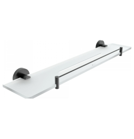 Półka szklana z uchwytem i płotem NIMCO UNIX BLACK IXI 600 mm