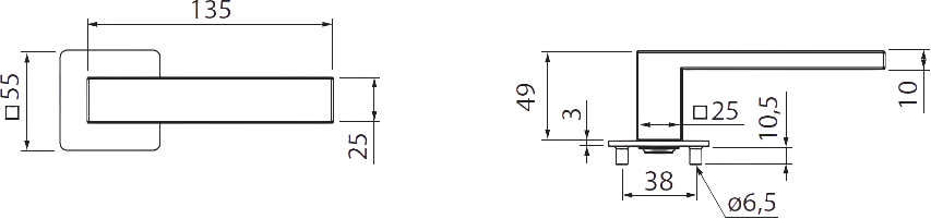 Dimensions of Door Handle MPK ACURA - HR 3SM