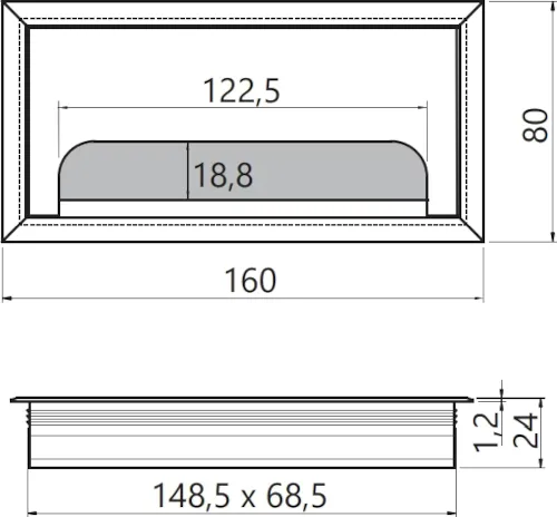 Přechodka na kabel do nábytku 160 x 80 mm
